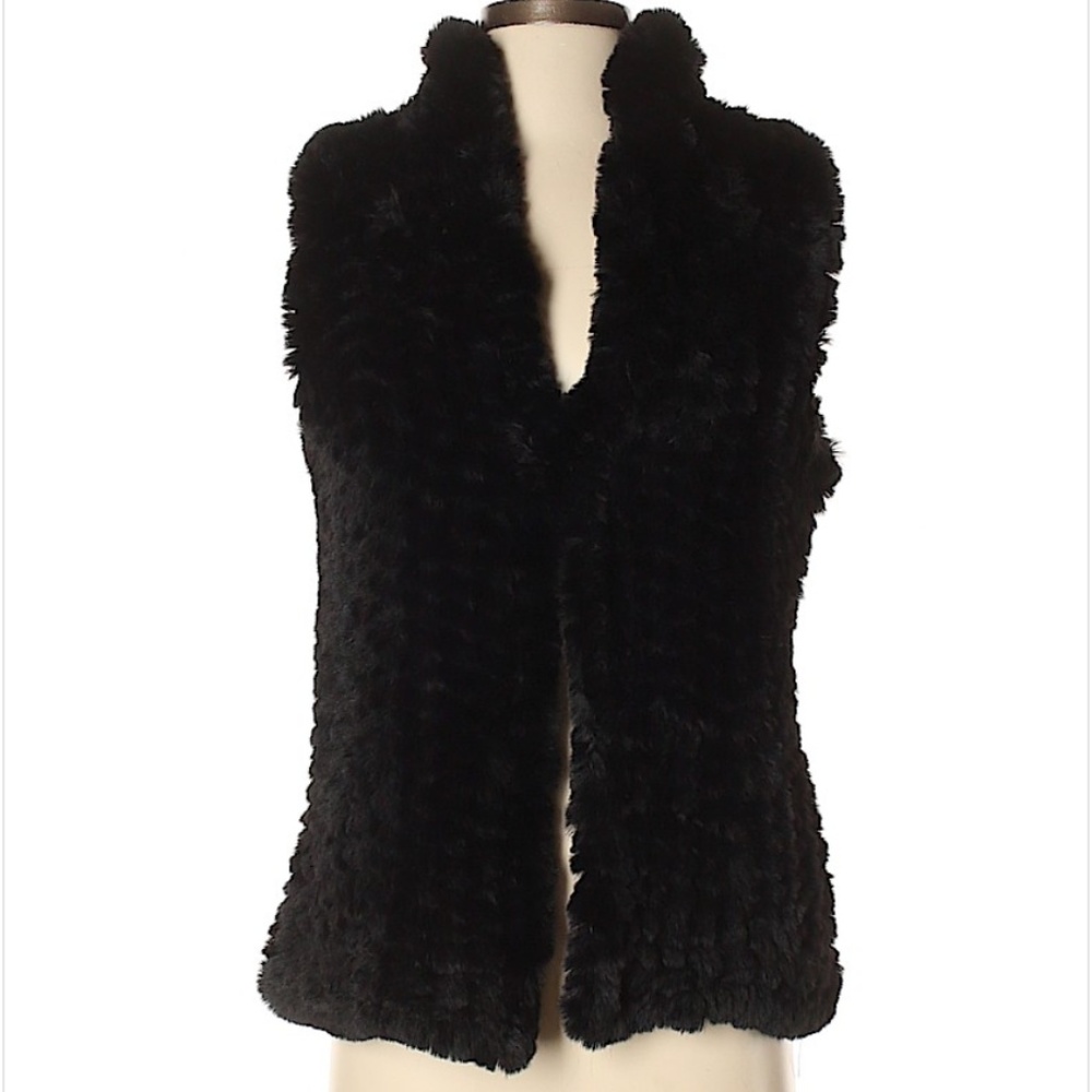 Aqua Black Fur Vest